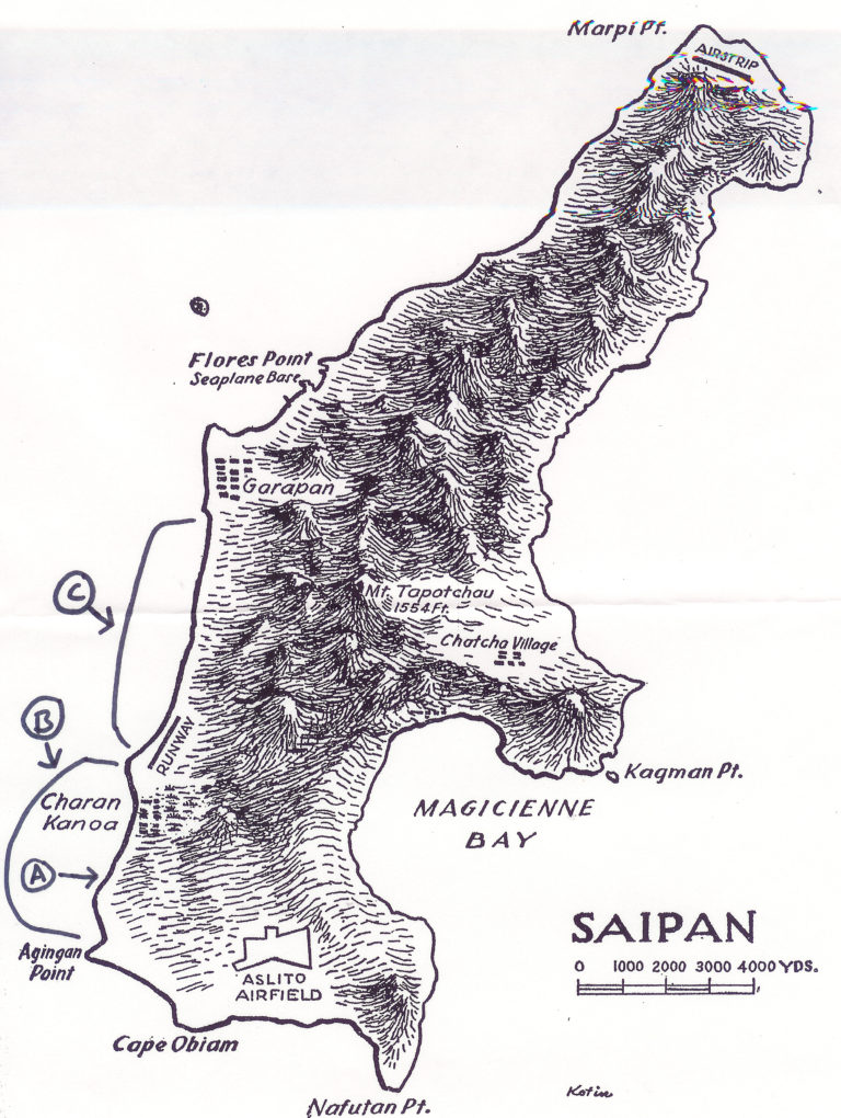 Saipan Map – Marked | Battle of Saipan