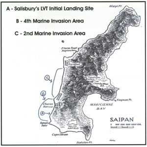 Saipan map - Landing areas